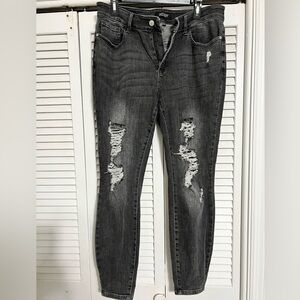 Judy Blue, faded black(original color), distressed jeans. Size 14W.